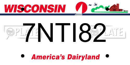 7NTI82 Wisconsin License Plate