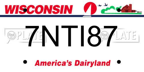 7NTI87 Wisconsin License Plate