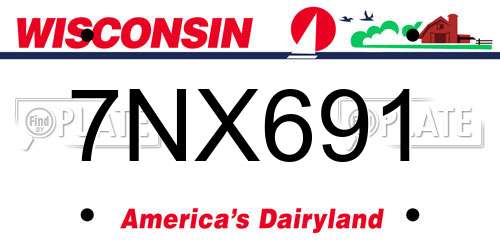 7NX691 Wisconsin License Plate