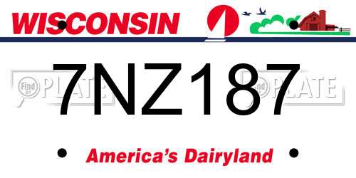 7NZ187 Wisconsin License Plate