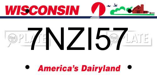 7NZI57 Wisconsin License Plate