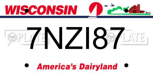7NZI87 Wisconsin License Plate