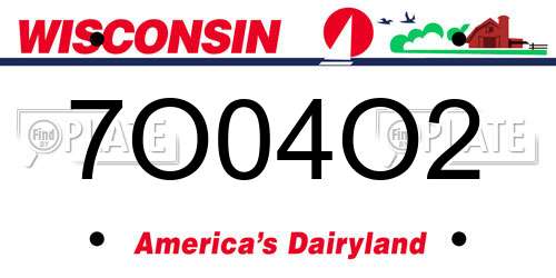7O04O2 Wisconsin License Plate