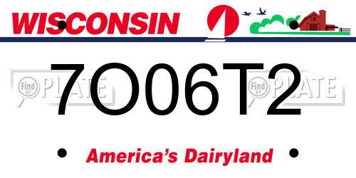 7O06T2 Wisconsin License Plate