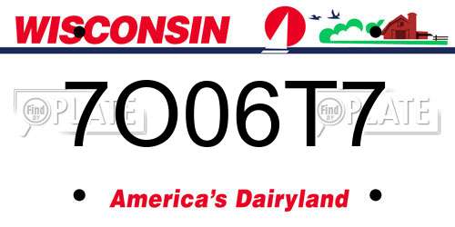 7O06T7 Wisconsin License Plate