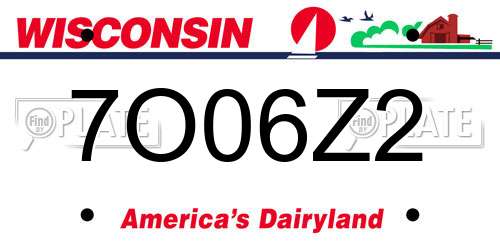 7O06Z2 Wisconsin License Plate