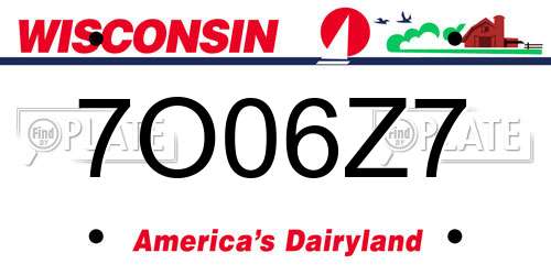 7O06Z7 Wisconsin License Plate
