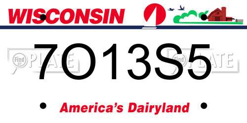 7O13S5 Wisconsin License Plate