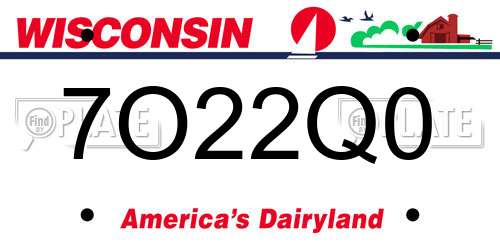 7O22Q0 Wisconsin License Plate