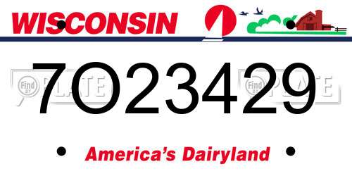 7O23429 Wisconsin License Plate
