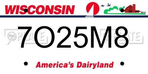 7O25M8 Wisconsin License Plate