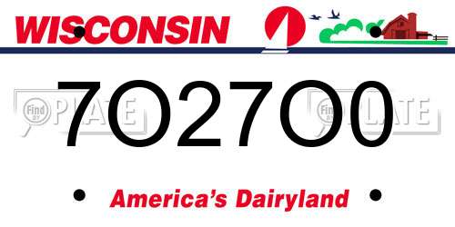 7O27O0 Wisconsin License Plate