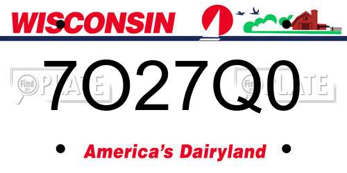 7O27Q0 Wisconsin License Plate