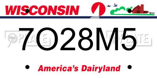 7O28M5 Wisconsin License Plate