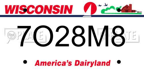 7O28M8 Wisconsin License Plate
