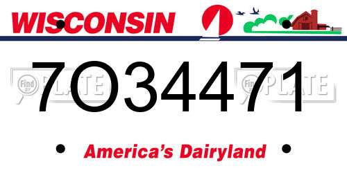 7O34471 Wisconsin License Plate
