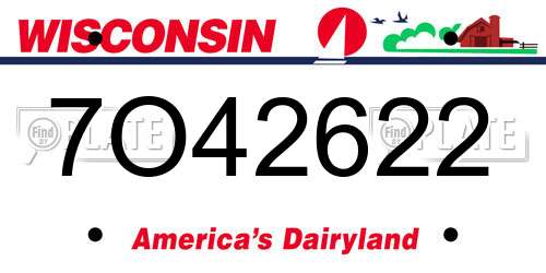 7O42622 Wisconsin License Plate