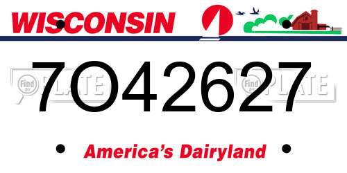 7O42627 Wisconsin License Plate