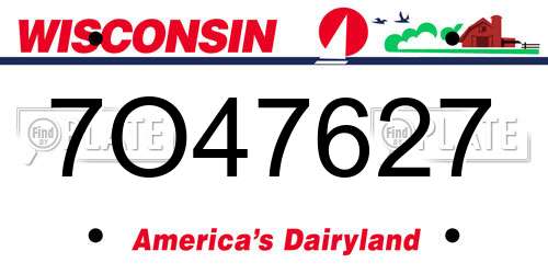 7O47627 Wisconsin License Plate