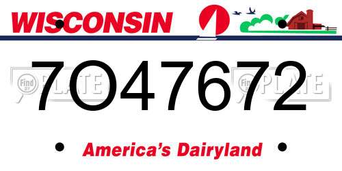 7O47672 Wisconsin License Plate