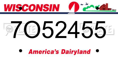 7O52455 Wisconsin License Plate