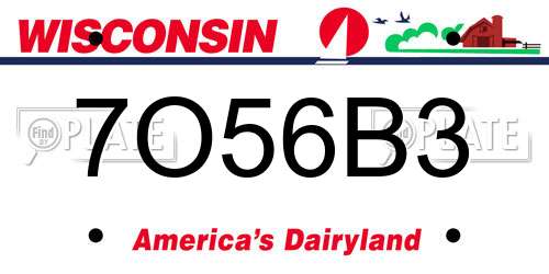 7O56B3 Wisconsin License Plate
