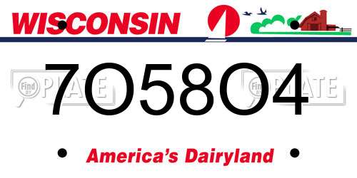 7O58O4 Wisconsin License Plate