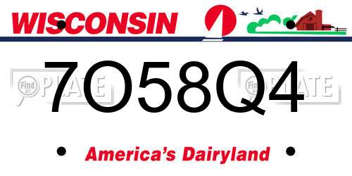 7O58Q4 Wisconsin License Plate