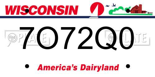 7O72Q0 Wisconsin License Plate