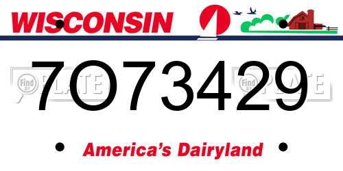 7O73429 Wisconsin License Plate