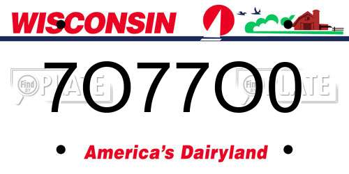 7O77O0 Wisconsin License Plate