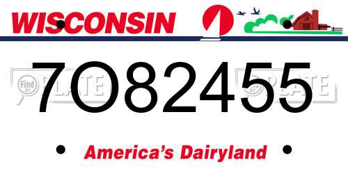 7O82455 Wisconsin License Plate