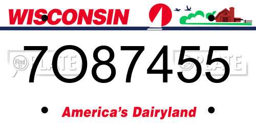 7O87455 Wisconsin License Plate