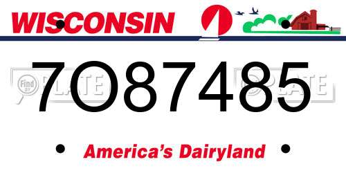 7O87485 Wisconsin License Plate