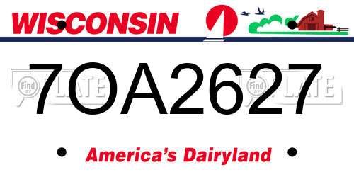 7OA2627 Wisconsin License Plate