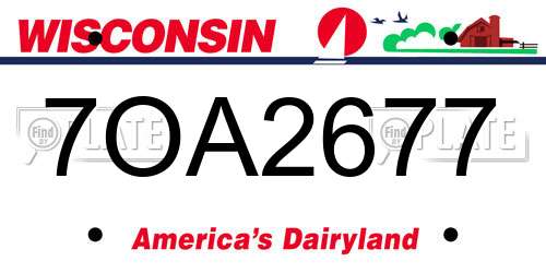 7OA2677 Wisconsin License Plate
