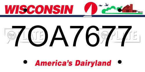 7OA7677 Wisconsin License Plate
