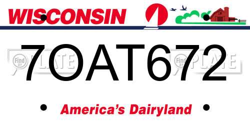 7OAT672 Wisconsin License Plate