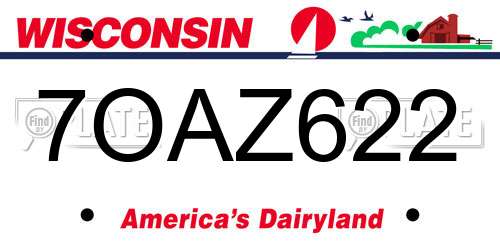 7OAZ622 Wisconsin License Plate