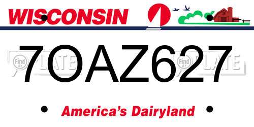 7OAZ627 Wisconsin License Plate