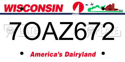 7OAZ672 Wisconsin License Plate
