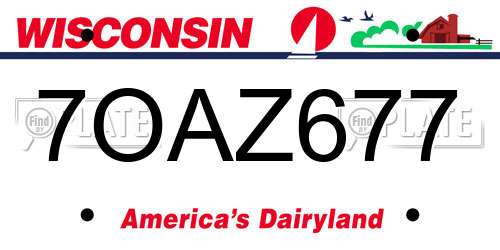 7OAZ677 Wisconsin License Plate