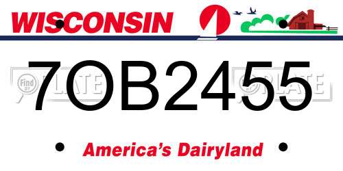 7OB2455 Wisconsin License Plate