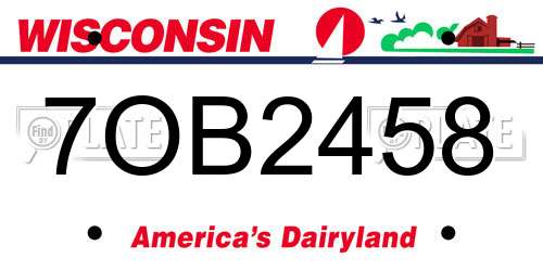 7OB2458 Wisconsin License Plate
