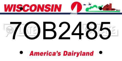 7OB2485 Wisconsin License Plate