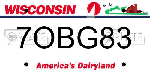 7OBG83 Wisconsin License Plate