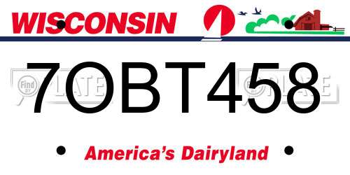 7OBT458 Wisconsin License Plate