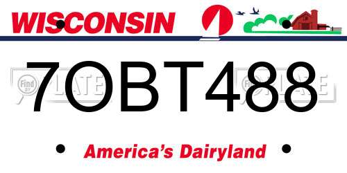 7OBT488 Wisconsin License Plate