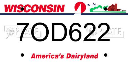 7OD622 Wisconsin License Plate
