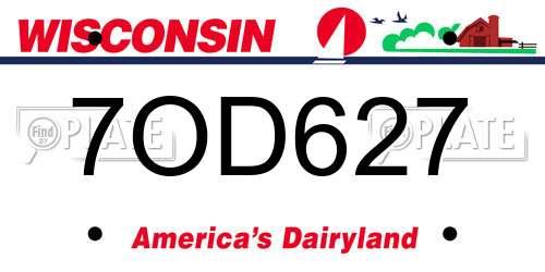 7OD627 Wisconsin License Plate